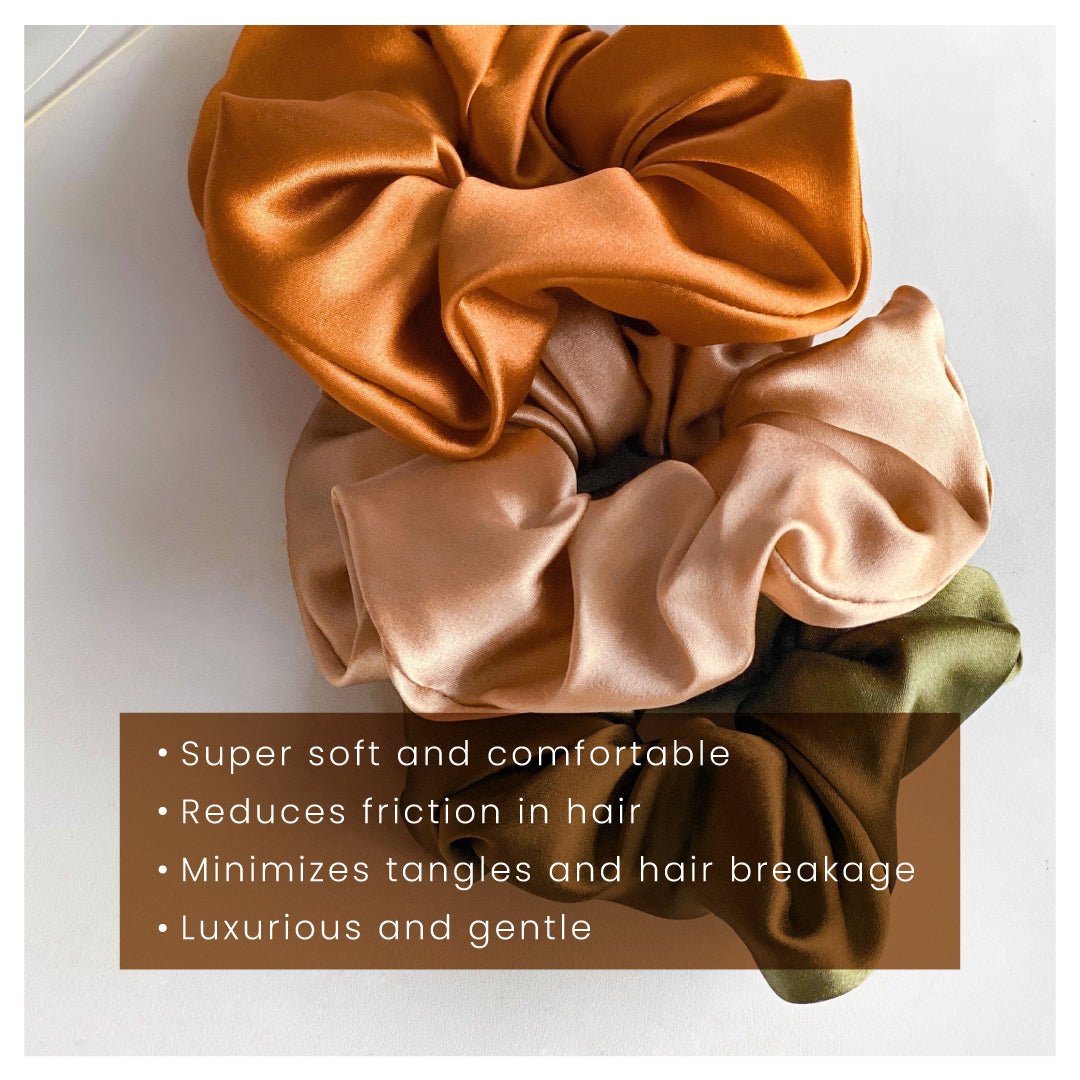 Satin Hair Scrunchies- Assorted Pack of Curl Protector - Curl Cure